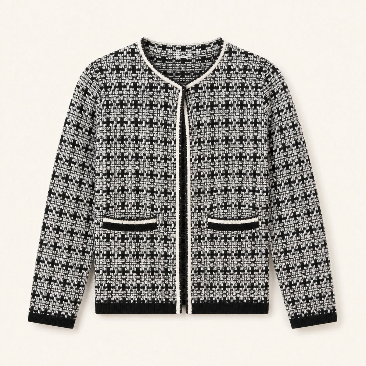 Cardigan Milano Bouclé nero e avorio