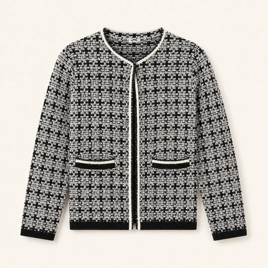 Cardigan Milano Bouclé nero e avorio