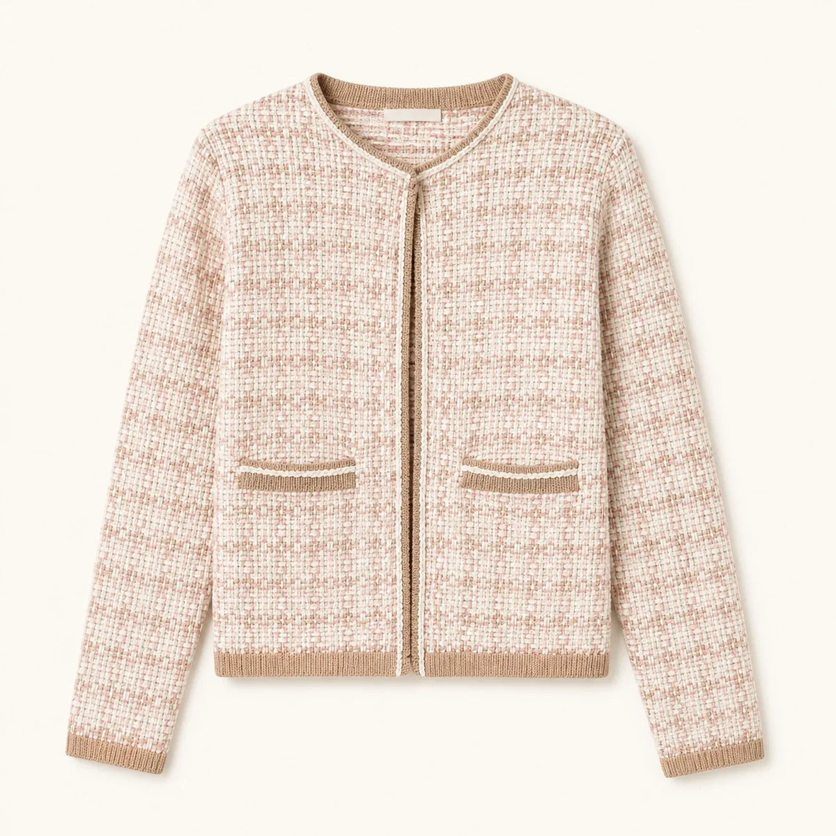Cardigan Milano Bouclé panna e rosa cipria